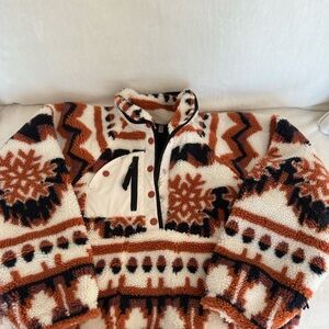 FP Movement by Free People Patterned Fleece Jacket - Black, Brown, White